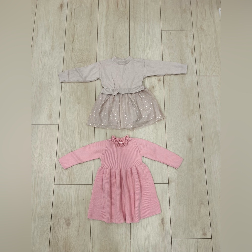 BABY GAP Set 2 Girl Long Sleeve Ribbed knit Dresses Size 2T